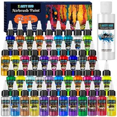 X ARTY HUB Airbrush Paint – 42 Colors with 4.05 Fl Oz Thinner, Iridescent, Ne…