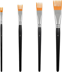 4Pcs Comb Artist Brush Set, Rake Brushes for Painting with Birch Wood Handle, Pa