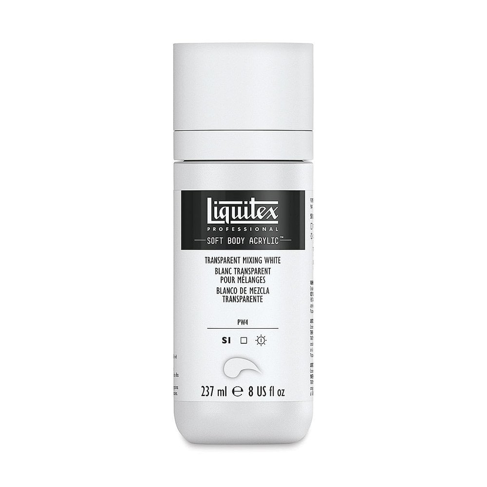 Professional Soft Body Acrylic Paint Transparent Mixing White 237ml 8 oz Bottle