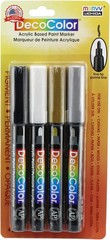 DecoColor Fine Tip Paint Marker Set 4/Pkg – Black, White, Gold And Silver