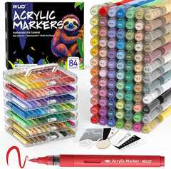 WUO 84 Colors Acrylic Paint Markers, Acrylic Paint Pens and Acrylic Markers with