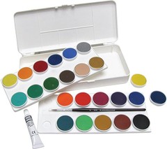 Grumbacher Watercolor Paint Set with Brush and 7.5 ml Tube of Chinese White