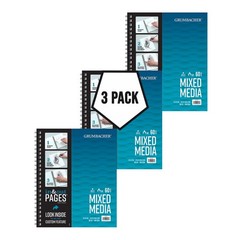 9″ x 12″ Mixed Media Paper Pad with in & Out Pages, 160 GSM, Side Wire Bound,…