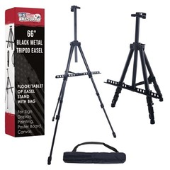 U.S. Art Supply 66″ Black Metal Tripod Easel Display – 66 inches,