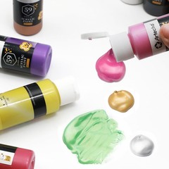 Acrylic Paint Set, 12 Metallic Colors Bottles (59ml / 2oz) Art Craft Paints f…