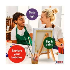 J MARK Paint Set – Mini Canvas Acrylic Painting Kit with Wood Easel… Fas