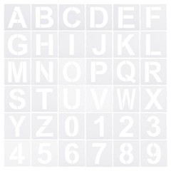 36 Pcs 2 Inch Letter Number Stencils Alphabet Templates Set 2.5″ Width White