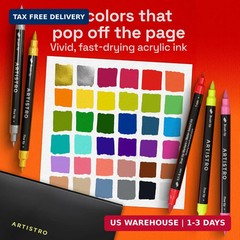 ARTISTRO 36 Acrylic Paint Markers – Paint Pens for Drawing – For Fabric, Rock, G
