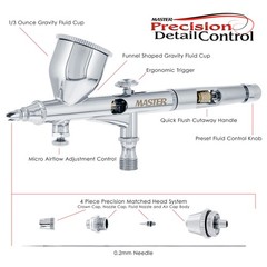 0.2 Micro Precision Dual-Action Gravity Airbrush Set Kit MAC Auto Paint Hobby