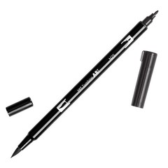 1-Pack 56622 Dual Brush Pen Art Marker, N25 Lamp Black, Blendable, Fine Tip
