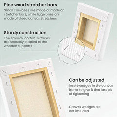Pack of 4 White Blank Square Artist Canvas Wooden Board Frame Cotton Artist Canv