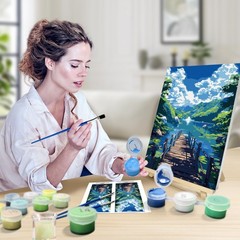 JOOZ Paint by Numbers Kit for Adults with 8 x 12 inches, Lakeside Landscape
