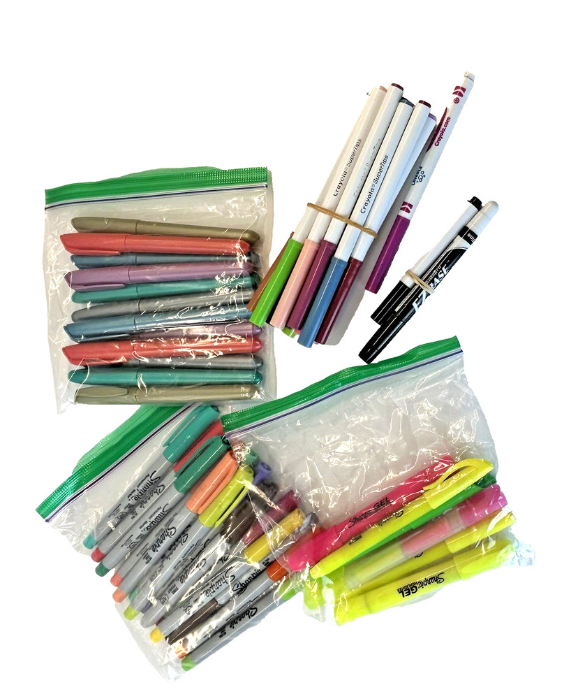 Big Lot Varied Sharpies Markers Highlighters Arts Crafts Office School All Work