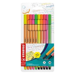 STABILO Premium Felt Tip Pen & Fineliner Pen 68 & point 88 – Wallet of 10 – A…