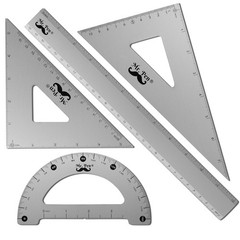 Mr. Pen Metal Geometry Kit – 4Pack Set Square, Protractor, Aluminum Silver