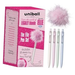 uniball The Elle Pen Set, Zento Gel Pens with Pink 4 Count (Pack of 1) Black