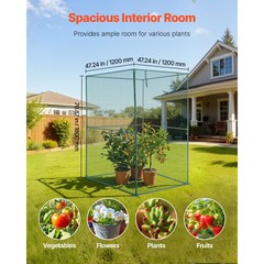 Tall Crop Cage Plant Protection Tent with Zippered Door, 3.9×3.9×5.9 ft