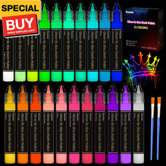 Fabric Paint, 21 Colors Glow in the Dark Paint, 3D Permanent Acrylic Textile Pai