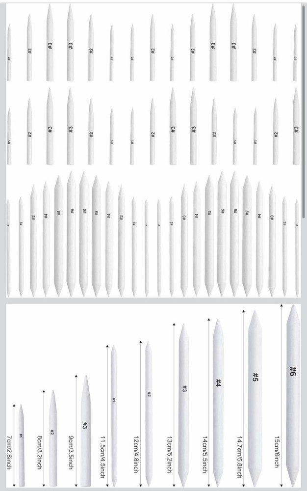 I-3. 108 Pcs Blending Stump and Tortillions, Paper Art Blenders, Art Pencils