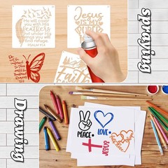 Travone 21Pcs 6×10 inches, 8×8 6×6 A-21pcs christian stencils