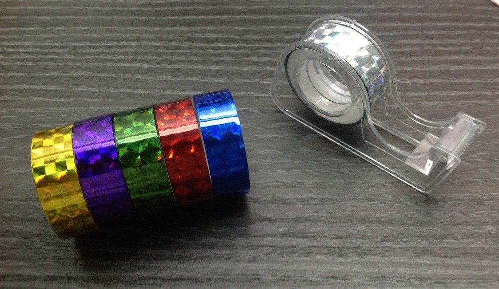 6 Holographic Iridescent Prism TAPE Colored Crystal Fluorescent Glitter Sparkle
