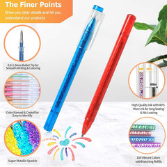 ZSCM 48 Pack Metallic Glitter Gel Pens Set, 24 Colors Sparkle Gel Pens with 24 G
