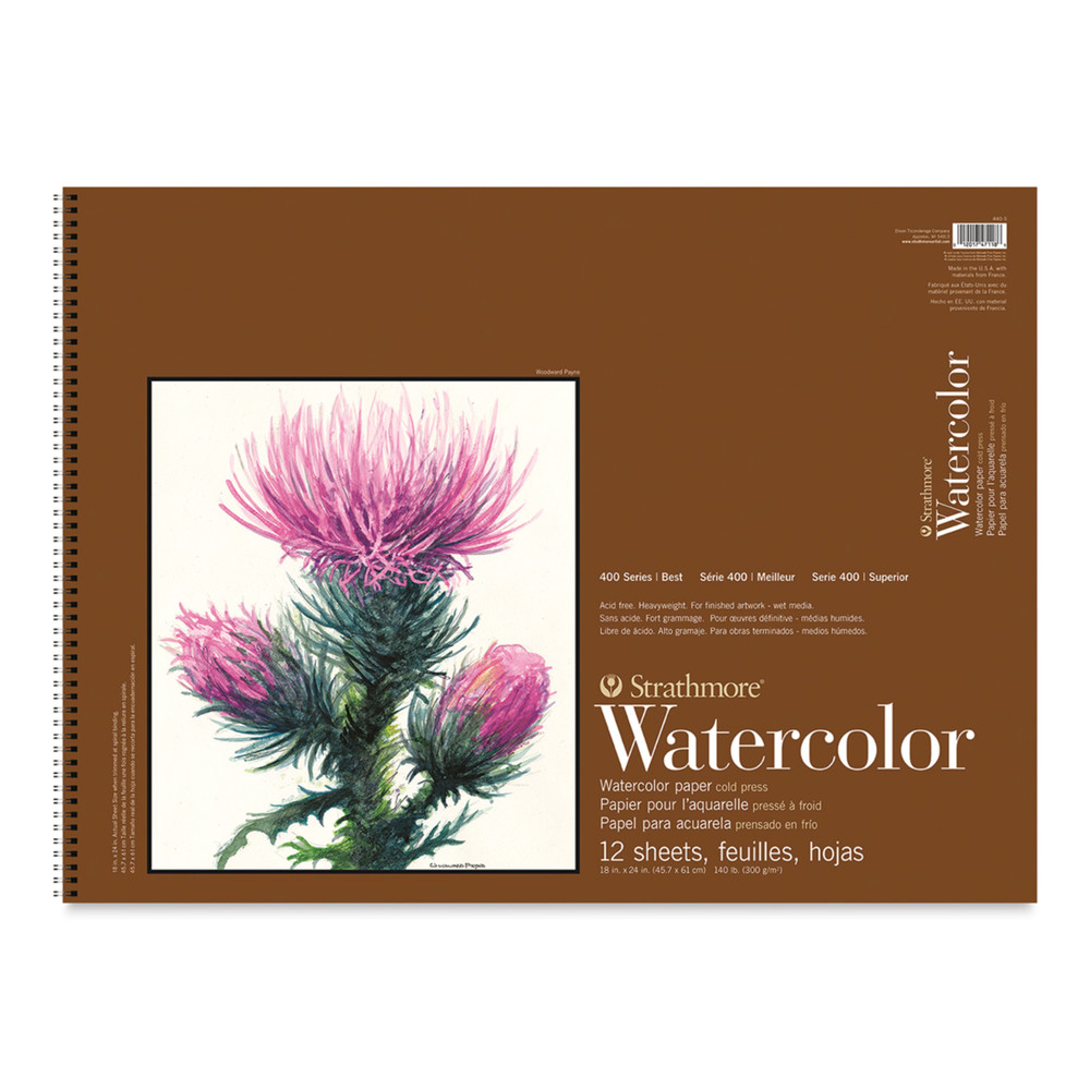 Strathmore Watercolor Pad Cold Press 18″x24″ 12 Sheets Wire Bound 140 lb
