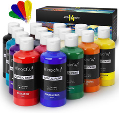 Acrylic Paint Set, 14 Vibrant Colors (280Ml / 9.47Oz Each), Large Bulk Acrylic P