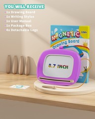 Kikapabi Magnetic Drawing Board Toddler Learning Toy, Purple – 1, 2, 3 Year Old