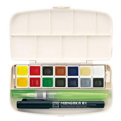Portable 14 Colors Watercolor Paint Set with Brush and Palette for Artists