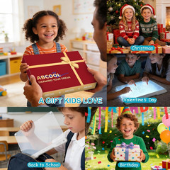 LED Drawing Board for Kids, 17″ Rechargeable Doodle Glow LED Note Board with Col