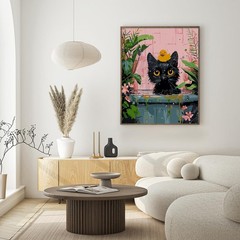 Paint by Numbers Kit for Adults Beginner, Black Cat Adult Paint by Number Kit…