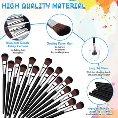 40 PCS 1 Inch Mop Brush Oval Blending Wooden Handle Acrylic Oil Crafts Art