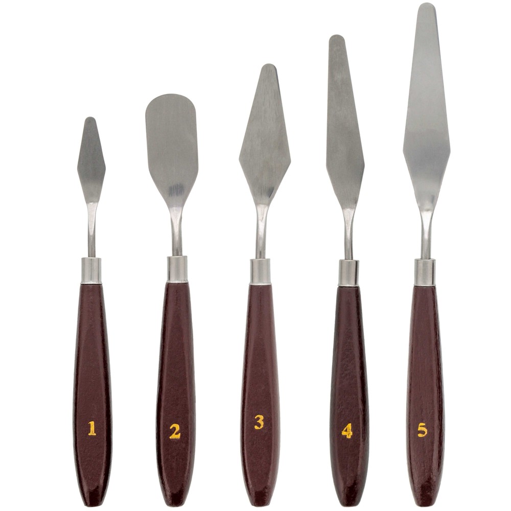 5pc Steel Artist Spatula Palette Knife Set, Apply Oil Acrylic Art Paint Canvas