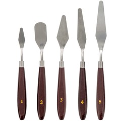 5pc Steel Artist Spatula Palette Knife Set, Apply Oil Acrylic Art Paint Canvas