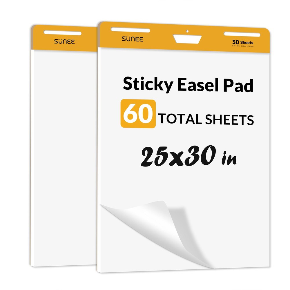 STICKY EASEL PAD Large Flip Chart Paper 25″x30″ 30 Sheets 2 Pack SUNEE