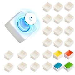 24 Pcs Magnetic Watercolor Half Pans Empty 2ml White Paint Pans for Palette Tin