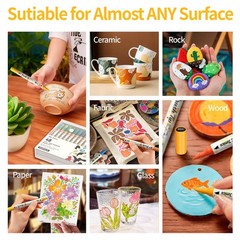 Acrylic Paint Markers 48 Colors Dual Tone Brush Tip Multi Surface Art Set