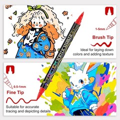 Betem Dual Tip Acrylic Paint Pens, 72 Colors 1 Count (Pack of 72), 72