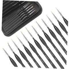 Detail Paint Brush Set – 1Pack / 12 Pcs Micro Fine Tip Paint Brush with Black
