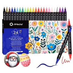 Acrylic Paint Markers 24 Colors, Acrylic Paint Pens with Brush Tip and Fine T…