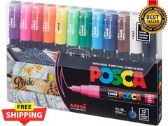 Acrylic Paint Art Markers, Set of 12 Extra Fine Point Thin Paint Pens for Colori