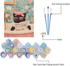 Black Cat Paint by Number for Adults,Funny Animal in Bathroom Painting by Num…