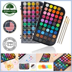 Travel-Ready 48 Color Watercolor Set – Includes 3 Washable Brushes for Artists