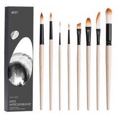 8 PCS Professional Watercolor Brush Set with Case for Artists Beginners