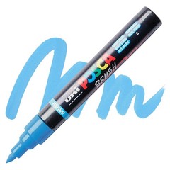 Posca Markers, Paint Marker, Light Blue Paint, 5BR Brush Tip, Acrylic, Opaque