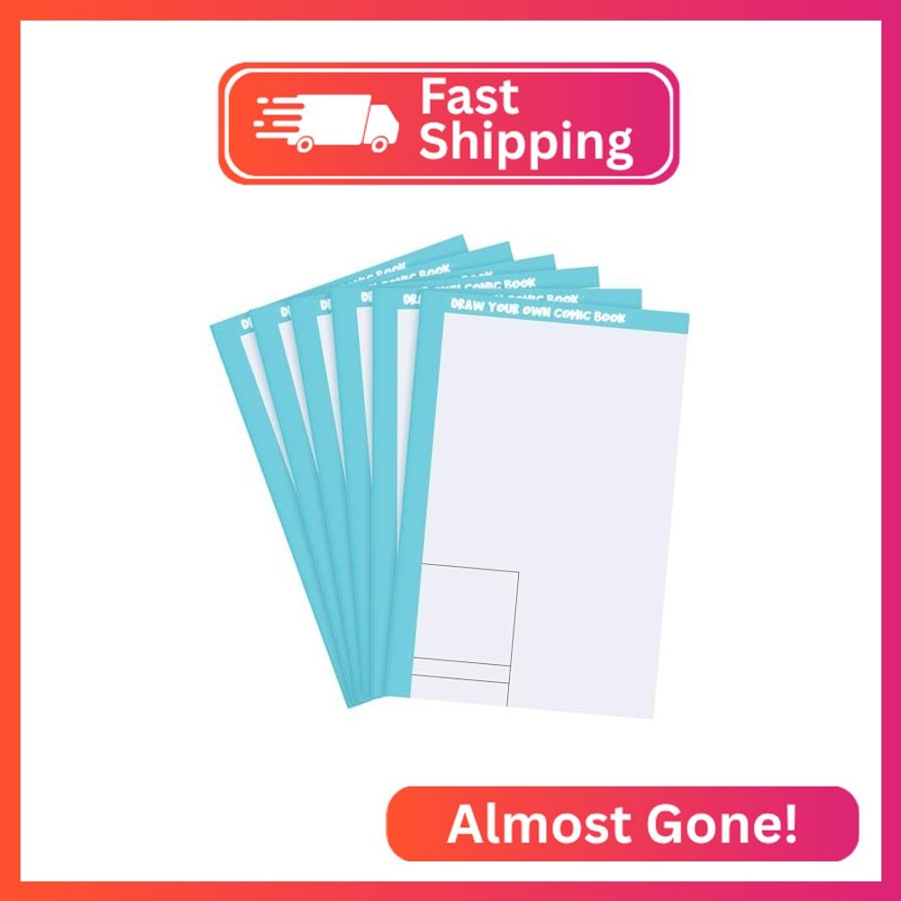 Harloon 6 Pcs 6.6 x 10 Inch Blank Comic Book with 24 Comic Panels Draw It Yourse