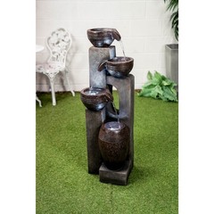 Cascading Bowls Fountain with 4 Cool White LED Lights