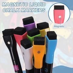 Magnetic Liquid Chalk Markers, 8Pcs Whiteboard Markers with Dry Eraser, Blue