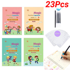 23Pcs Magic Grooved Handwriting Practice English Magic Copybook Set for Kids